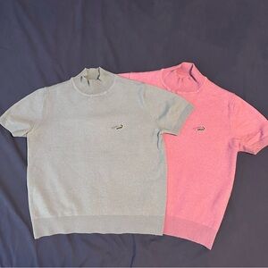 Women's Crocodile international mock neck short sleeve wool sweater bundle x 2